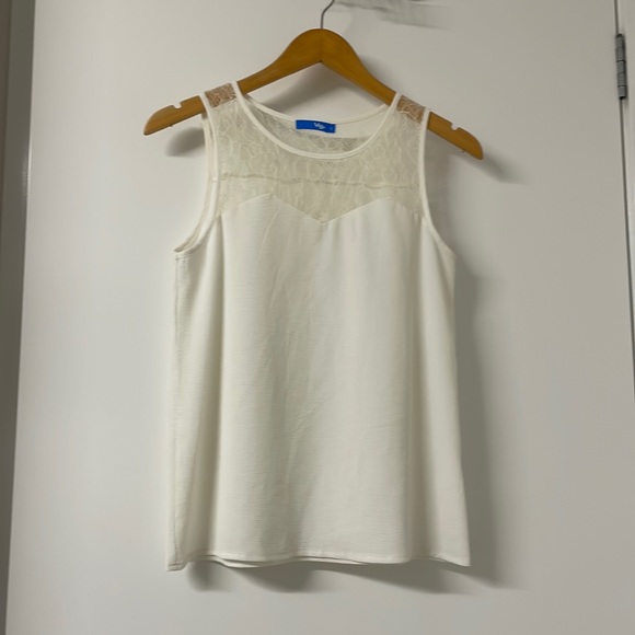 Valleygirl Tops - White Lace Detail Singlet Blouse